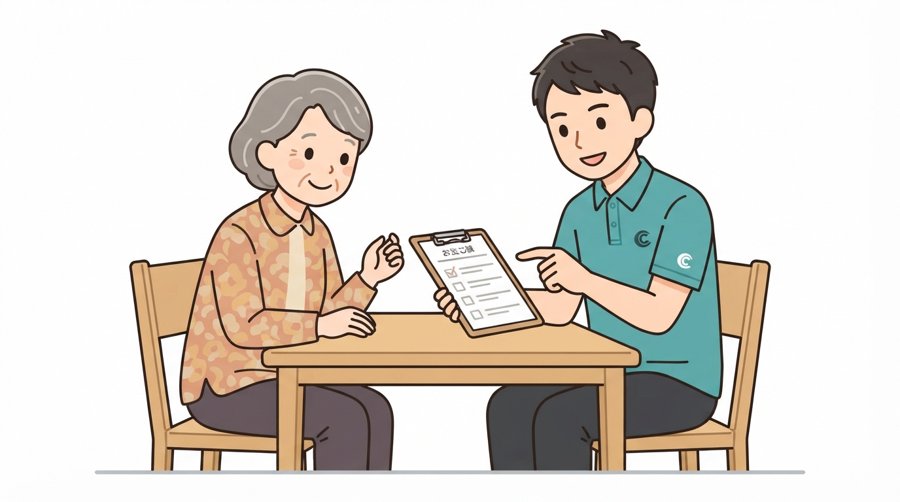 生前整理業者のスタッフに相談する様子